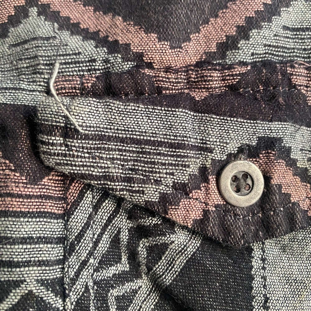 Aztec Pattern Hooded Button-Up Shirt Jacket - Picture 4 of 5